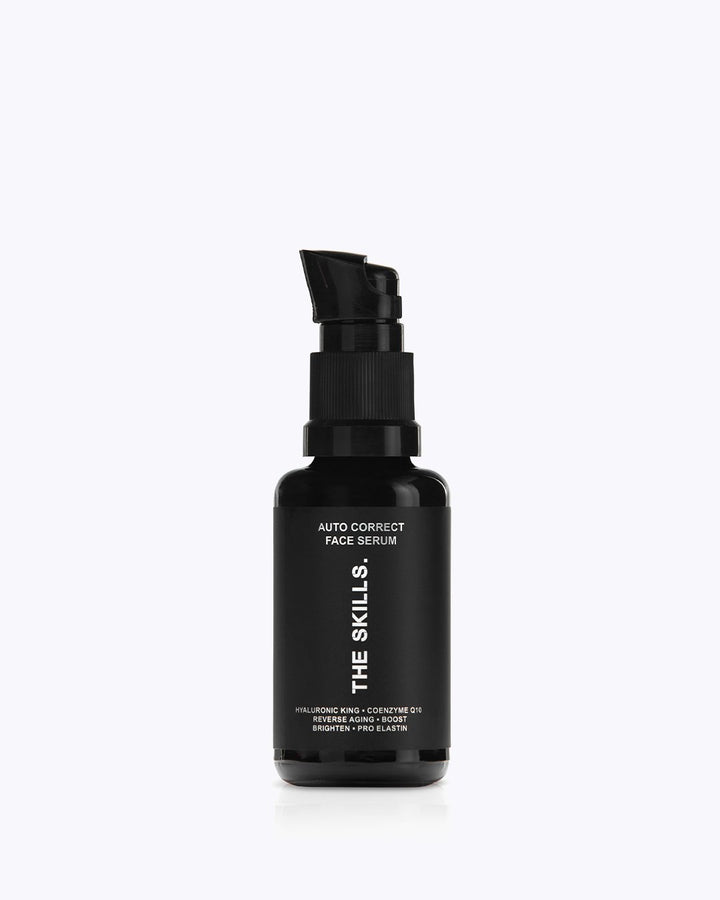 The Skills Auto Correct Face Serum black bottle packaging